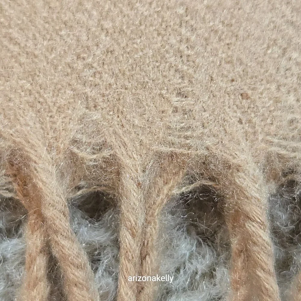 NWOT Amicale 100% Silk Scarf Soft Nap Like Cashmere Camel Tan